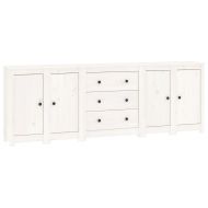 Сайдборд, бял, 230x35x80 см, бор масив