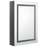 LED шкаф с огледало за баня, сияйно сиво, 50x13x70 см