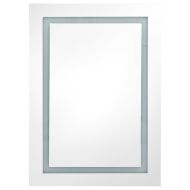 LED шкаф с огледало за баня, бяло и цвят дъб, 50x13x70 см