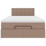 Османска легло с матрак, капучино, 120x200 см, изкуствена кожа