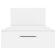 Османско легло с матрак Бяло 140x190cm изкуствена кожа