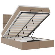 Османска легло с матрак&LED капучино 120x200 см изкуствена кожа