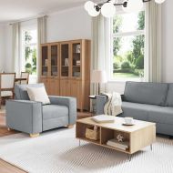 Диван 3 pcs Светлосиво 220 x 80 x 84 см Ленена смесена тъкан