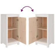 Сайдборд, бял, 39x35x80 см, бор масив