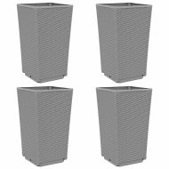 Градински кашпи, 4 бр, светлосиви, 32,5x32,5x57 см, PP