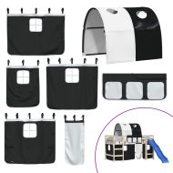 Завеси за високо детско легло с тунел, бяло и черно, полиестер