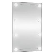 Стенно огледало с LED лампи 50x80 см стъкло правоъгълно