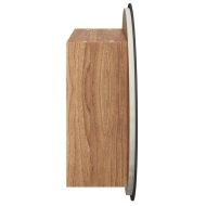 Шкаф за баня с кръгло огледало и LED, дъб, 40x40x17,5 см