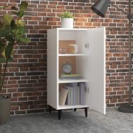 Сайдборд, бял, 34,5x34x90 см, инженерно дърво