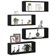 Стени за рафтове с рафт 4 pcs Черния дъб 60 x 15 x 23 cm
