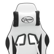 Въртящ гейминг стол, бяло и черно, изкуствена кожа