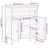 Страничен шкаф 60x33x75 см манго масивно дърво