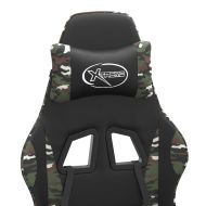 Гейминг стол с опора за крака черно и камуфлаж изкуствена кожа