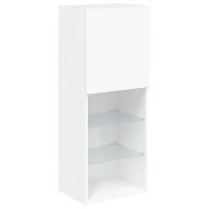 ТВ стенни модули с LED, 4 части, бели, инженерно дърво