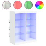 Сайдборд с LED светлини, бял, 81x37x100 см