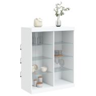 Сайдборд с LED светлини, бял, 81x37x100 см