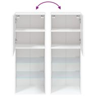 ТВ шкаф с LED осветление, бял, 40,5x30x102 см