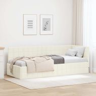 Ъглова рамка за легло с таблото Крем 80 см x 200 см Кадифе