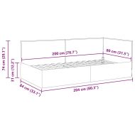 Ъглова рамка за легло с таблото Светлосиво 80 x 200 cm текстил