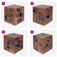 Табуретки 4 бр., кафяви, 40x40x45 см, тиково дърво масив