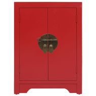 Нощно шкафче, червено, 38x28x52 см, дърво от пауловния