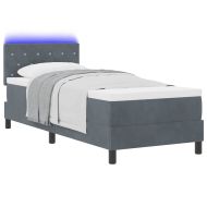 LED кутия за пружини с легло с LED Тъмен сив 80 x 200 cm Кадифе