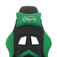 Въртящ гейминг стол, черно и зелено, изкуствена кожа