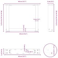 Крака за масичка за кафе, U-образни, 2 бр., бели, 40 x (30-31) см, стомана