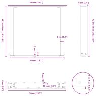 Крака за масичка за кафе, U-образни, 2 бр., антрацит, 50x(42-43) см, стомана