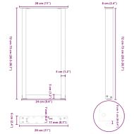 Крака за конзолна маса, U-образни, 2 бр., естествена стомана, 28 x (72-73) см, стомана