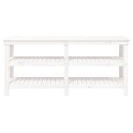 Работна маса бяла 181x50x80 см борово дърво масив