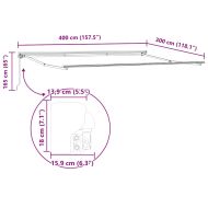 Рамка за сенник Светлосиво 400 × 300 cm Полиестер с PU покритие