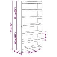Шкаф за книги Сив Сонома 100 x 30 x 198 см Инженерно дърво