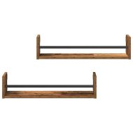 Стенен рафт със съхранение 2 pcs Старо дърво 60 x 16 x 14 cm