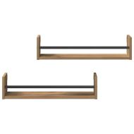 Стенен рафт Монтиране на стена 2 pcs Дъб 60 x 16 x 14 cm