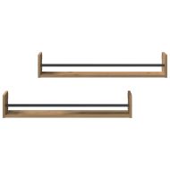Стенен рафт Монтиране на стена 2 pcs Дъб 80 x 16 x 14 cm