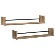 Стенен рафт Монтиране на стена 2 pcs Дъб 80 x 16 x 14 cm