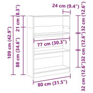 Рафт за книги Черния дъб 80 x 24 x 109 см Инженерно дърво