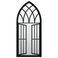 Градинско огледало черно 100x45 см желязо за външна употреба