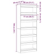 Шкаф за книги с рафт Бяло 80 x 30 x 198 см Инженерно дърво