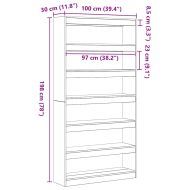 Шкаф за книги Черен Дъб 100 x 30 x 198 см Инженерно дърво