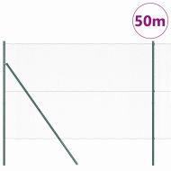 Стълб за ограда. Зелен 50 x 1,6 м (13 мм мрежа) Стомана и PVC