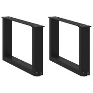 Крака за масичка за кафе, U-образни, 2 бр., черни, 50 x (30-31) см, стомана