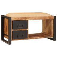 Пейка с място за съхранение Кафяво Масивна дървесина от манго