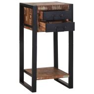 Крайна масичка с рафт Многоцветен Солидно възстановено дърво