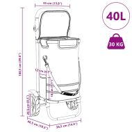 Пазарски тролей Сив 36,5 x 46,5 x 100,5 см Оксфордска тъкан