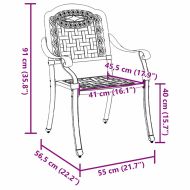 Градински стол 2 pcs Бронзов 55 x 56,5 x 91 см Алуминий