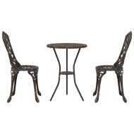 Градински бистро комплект 3 pcs Бронзов Алуминий