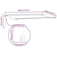 Рамка за сенник Регулирума Бял 4 x 2 m Стомана