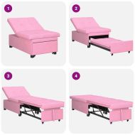 Разтегателен диван с матрак Розово 194 x 50 x 82 см текстил